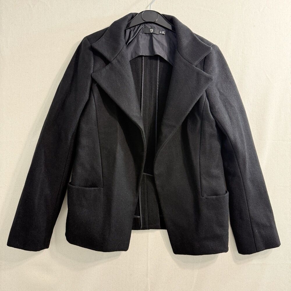 UNIQLO +J Jil Sander Womens M Black Wool Blend Blazer Jacket Minimalist